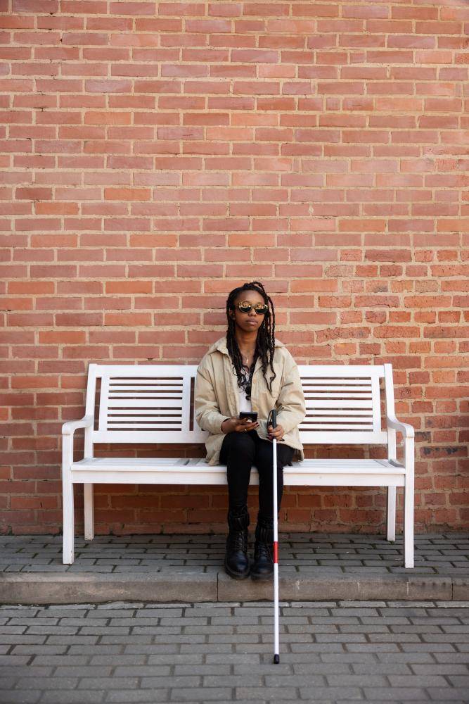 Blink African lady seated